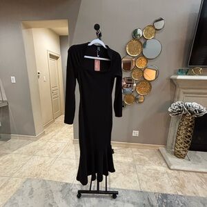 SHEIN Black Sheath Long Sleeve Dress